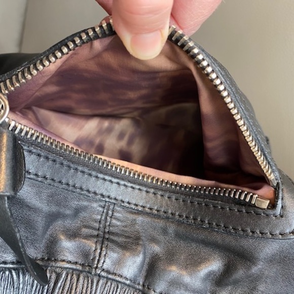 Stuart Weitzman black genuine leather shoulder bag satchel braided straps - Picture 15 of 16